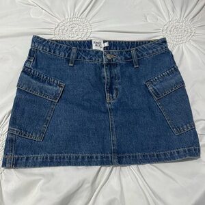 Princess Polly Dark Blue Denim Mini Skirt with Cargo Pockets US size 6 - small